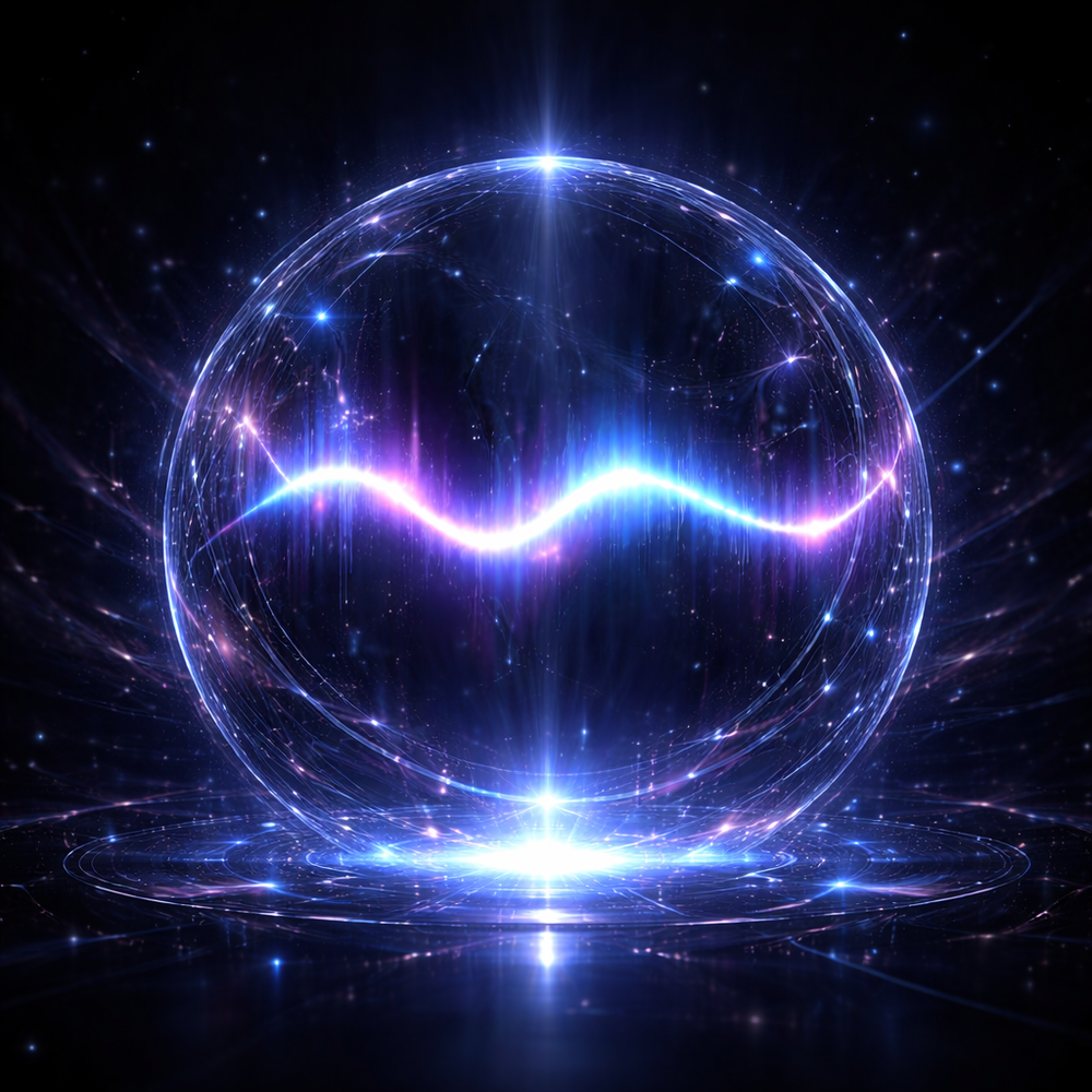 Abstract
    glowing waveform sphere avatar